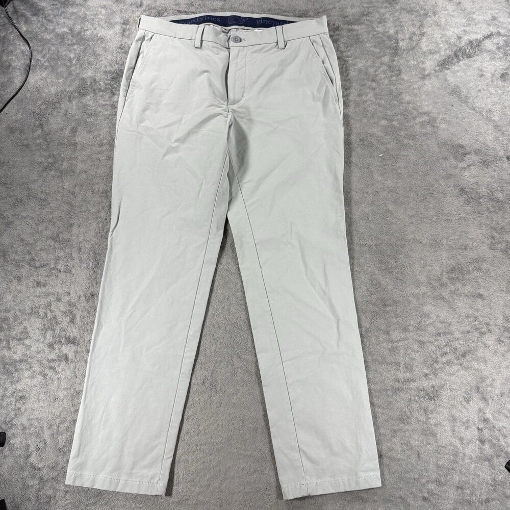 Vineyard Vines Performance Pants Mens Light Gray Stretch Chino Size 34x30 - Picture 3 of 5